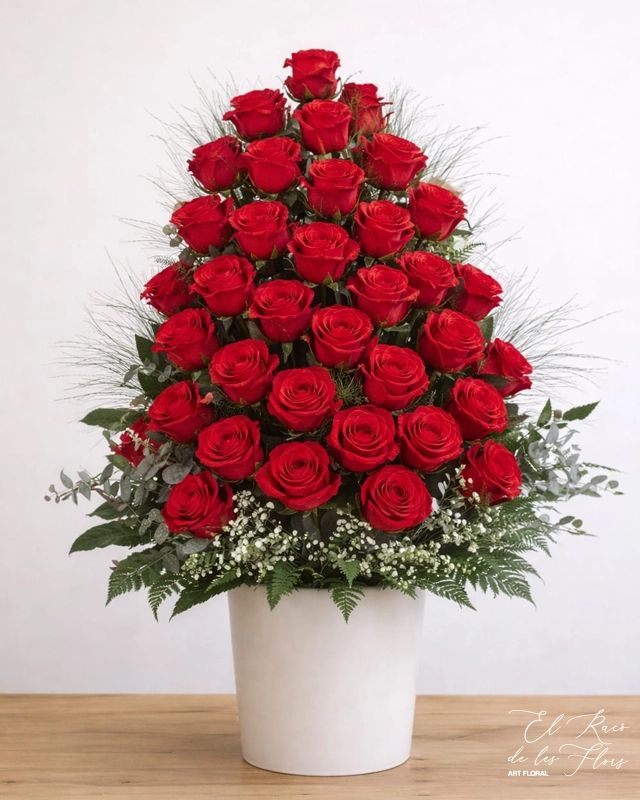 Centro de 50 rosas en floristería Montmelo