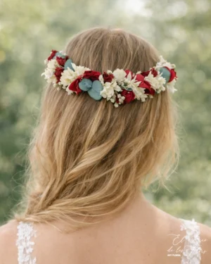 Diadema Beth. flor seca y preservada. Hortensia, Delphinium, eucalipto, paniculata