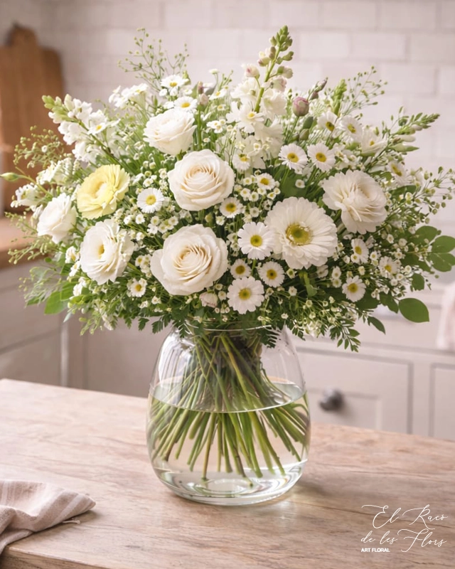 Ramo de florista tono blanco